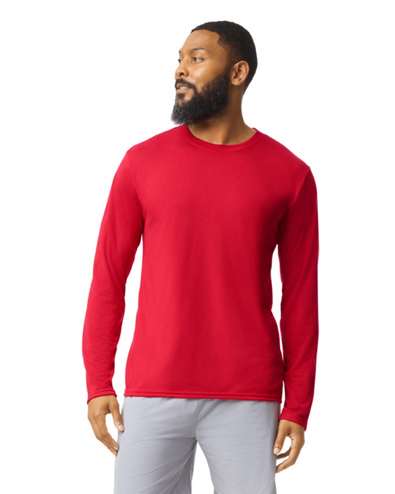 Red Gildan 42400 Long Sleeve Men\'s T-Shirts | GSRA02471