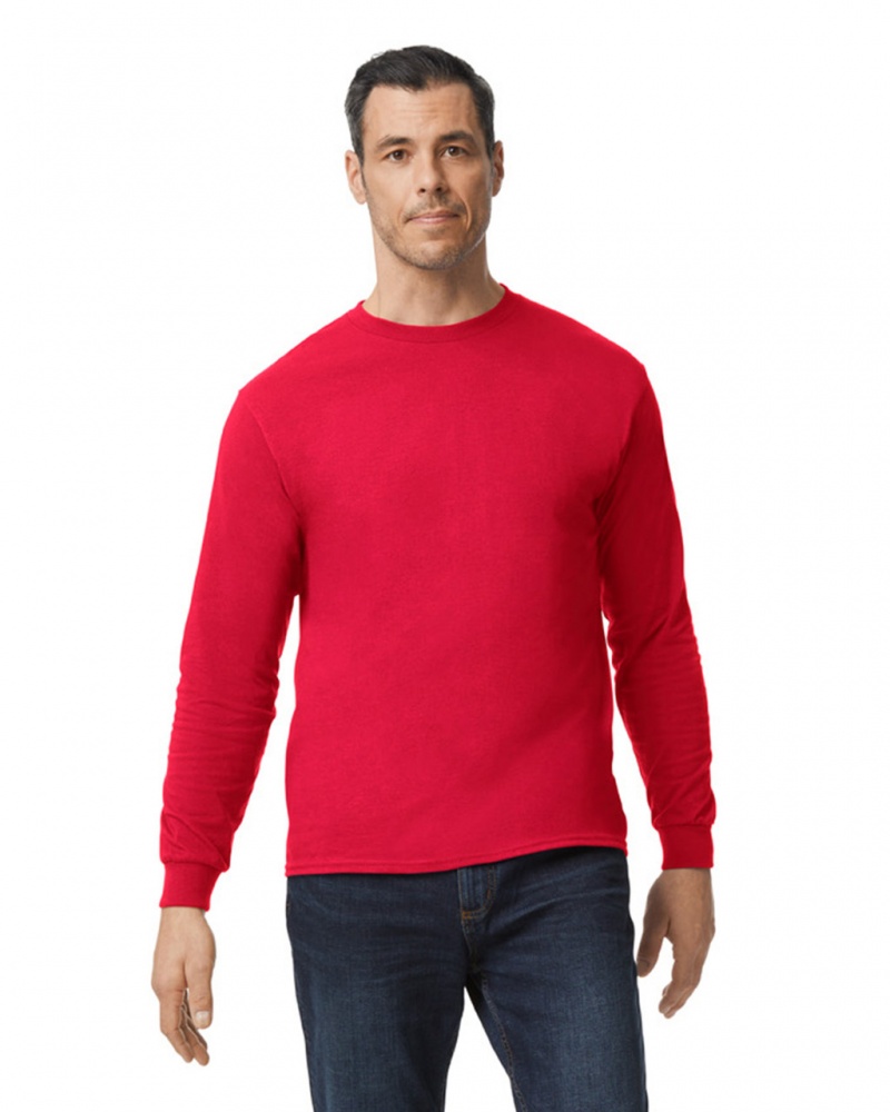 Red Gildan 5400 Long Sleeve Men\'s T-Shirts | GKZW97856