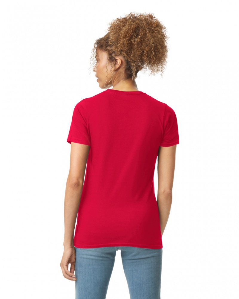 Red Gildan 64000L Women's T-Shirts | XJVB41632