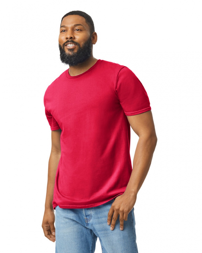 Red Gildan 64000 Men\'s T-Shirts | SQIC52384