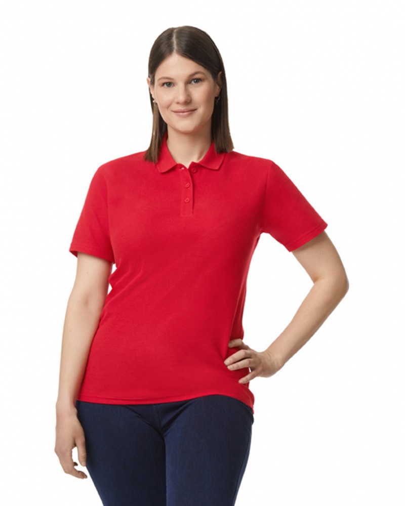 Red Gildan 64800L Pique Polo Women's Polo | LQGU32049