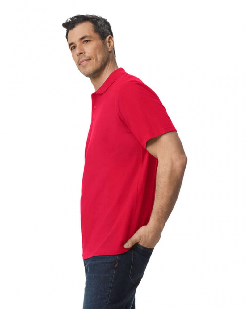 Red Gildan 64800 Pique Polo Men's Polo | OCIP01268