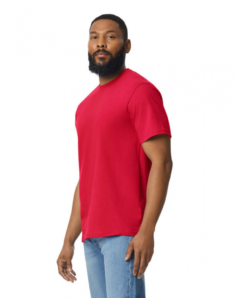 Red Gildan 65000 Midweight Men's T-Shirts | GOAF87149