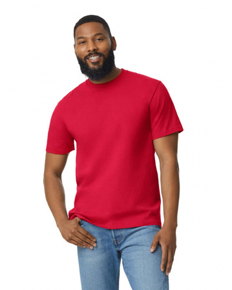 Red Gildan 65000 Midweight Men\'s T-Shirts | GOAF87149