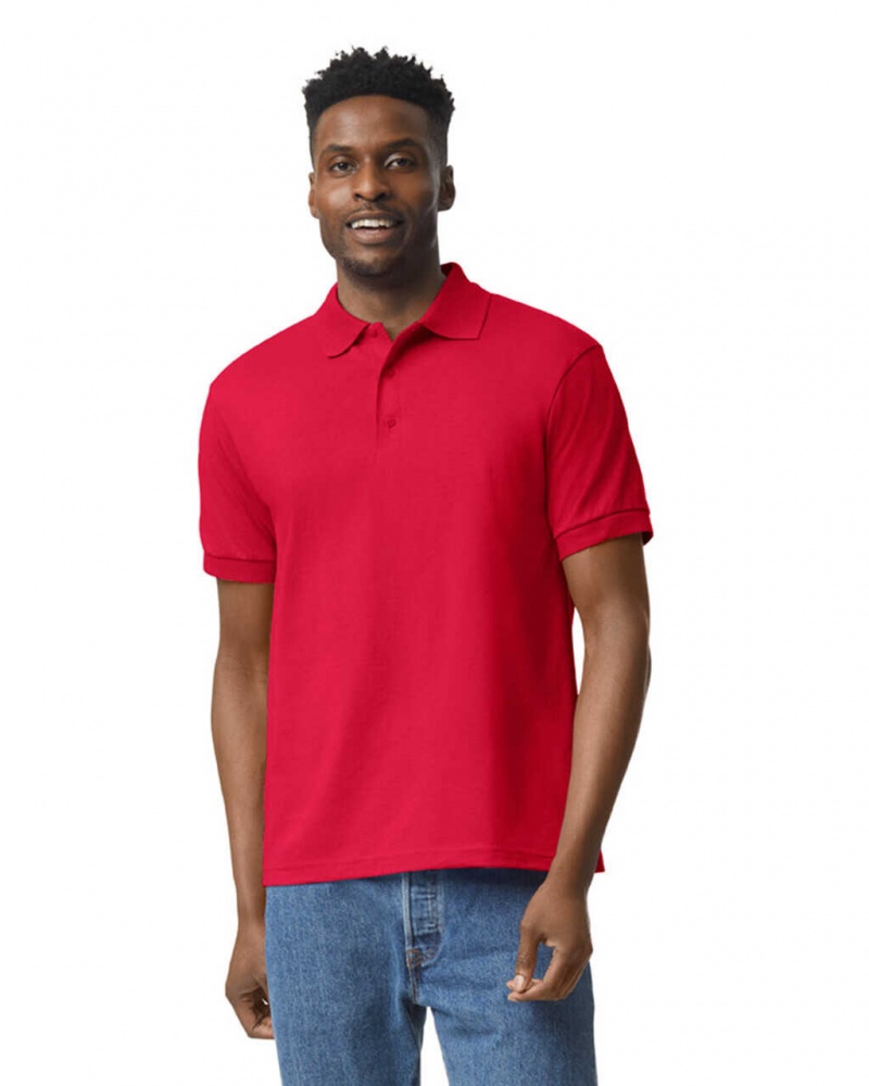 Red Gildan 8800 Polo Men\'s Polo | ISJX94327