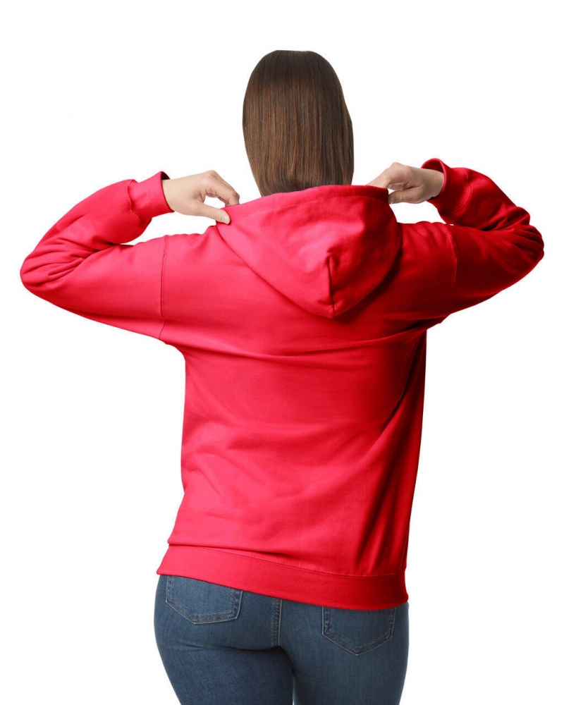 Red Gildan SF500 Midweight Fleece Women's Hoodie | CHWS83062