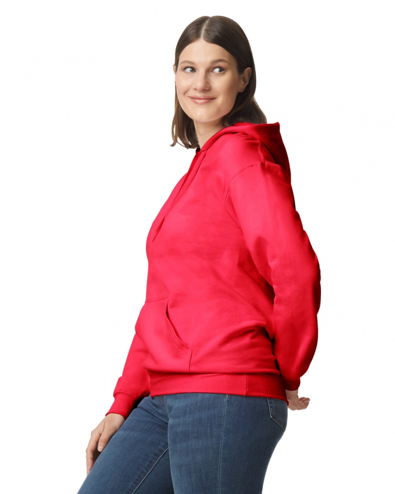 Red Gildan SF500 Midweight Fleece Women's Hoodie | ENHP18925