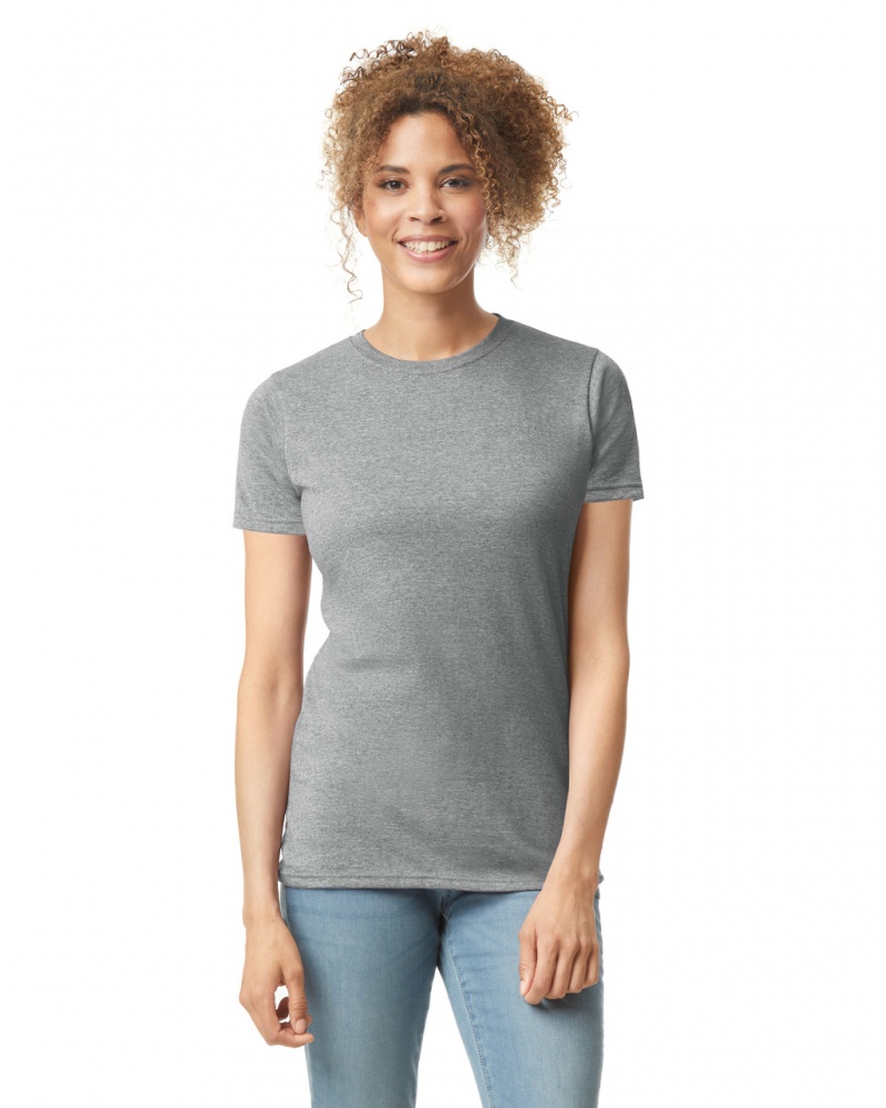 Ring Spun Sport Grey Gildan 64000L Women\'s T-Shirts | QFLK63458