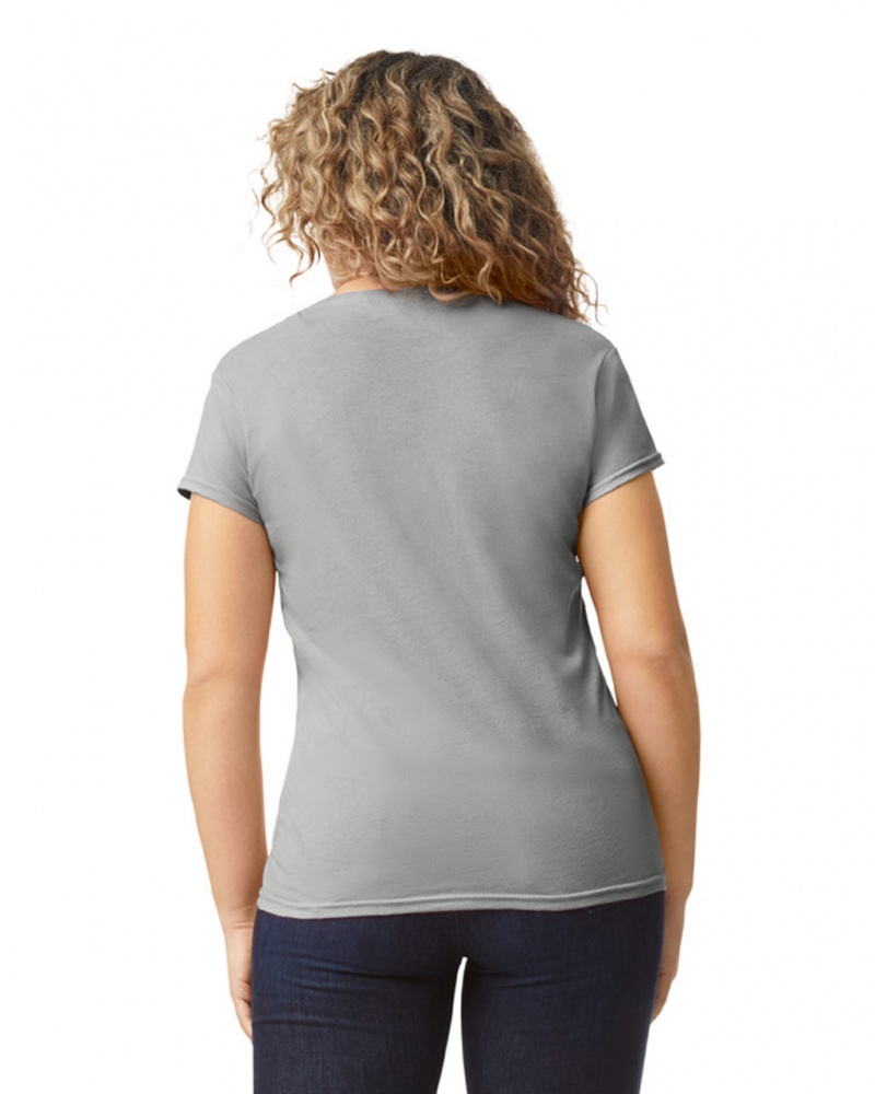 Ring Spun Sport Grey Gildan 64V00L V-Neck Women's T-Shirts | IGVC93862