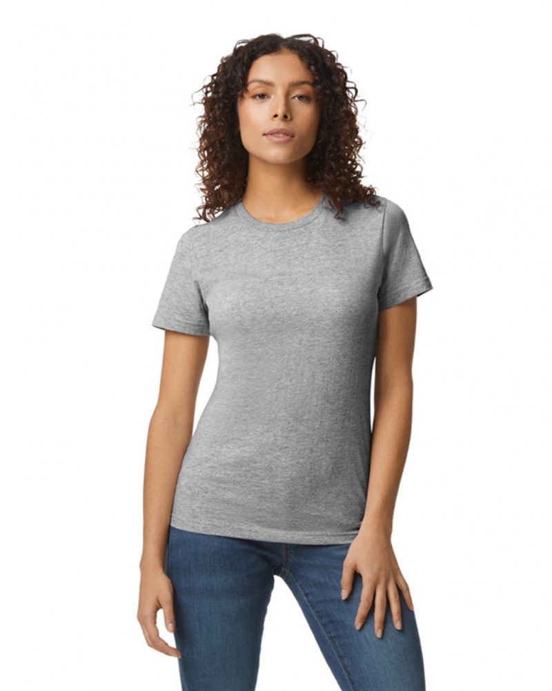 Ring Spun Sport Grey Gildan 65000L Midweight Women\'s T-Shirts | NHPY65839