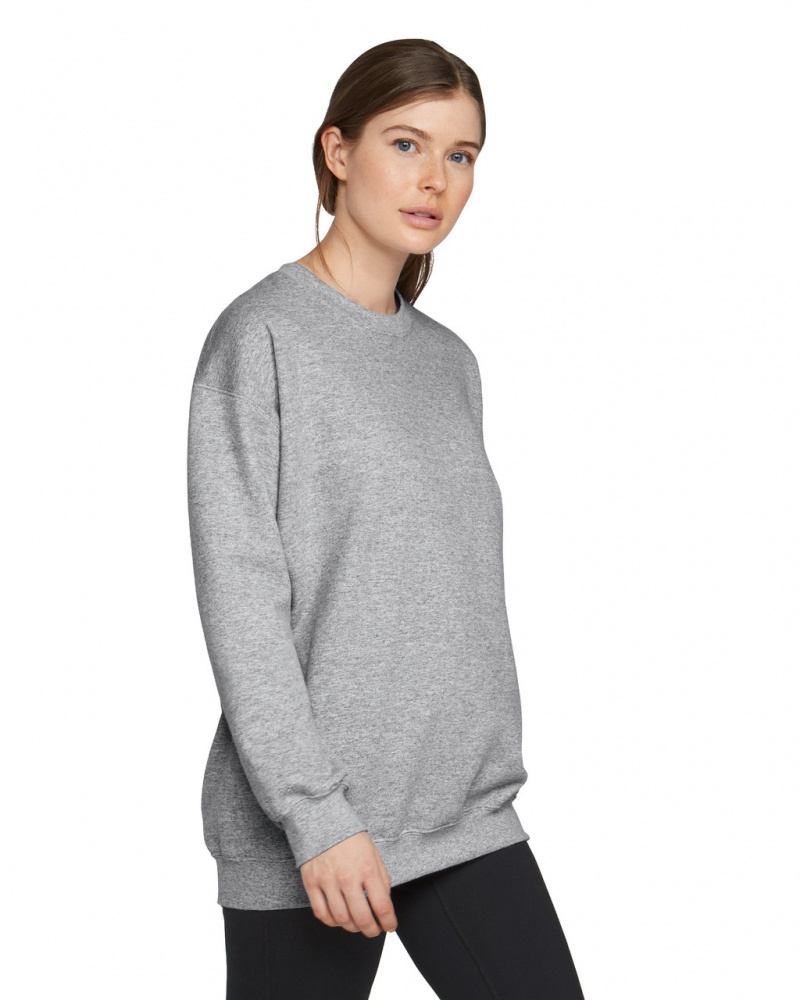 Ring Spun Sport Grey Gildan SF000 Midweight Fleece Crewneck Women's Sweatshirt | LOZJ84605