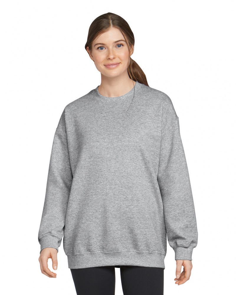 Ring Spun Sport Grey Gildan SF000 Midweight Fleece Crewneck Women\'s Sweatshirt | LOZJ84605