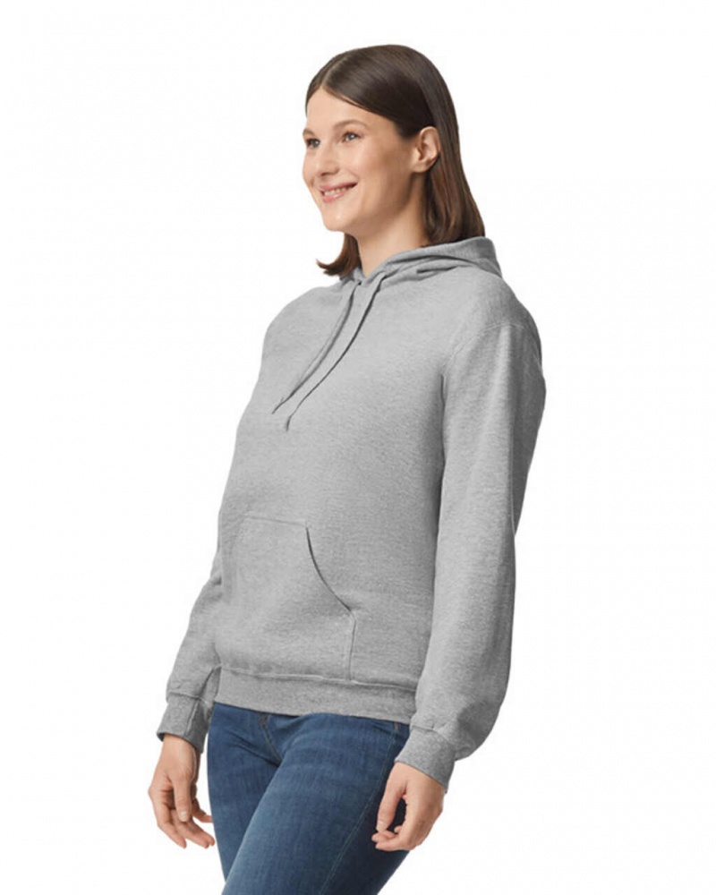 Ring Spun Sport Grey Gildan SF500 Midweight Fleece Women's Hoodie | ELWI40573