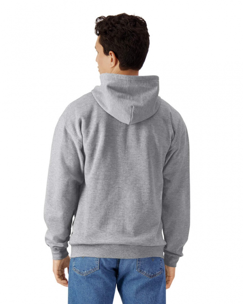 Ring Spun Sport Grey Gildan SF600 Midweight Fleece Full Zip Hoodie Men's Sweatshirt | BUQE54012