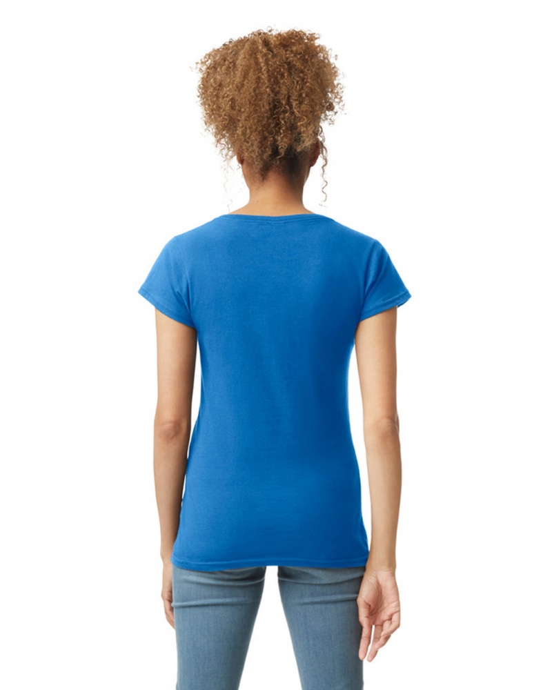 Royal Gildan 64V00L V-Neck Women's T-Shirts | RHCO97562