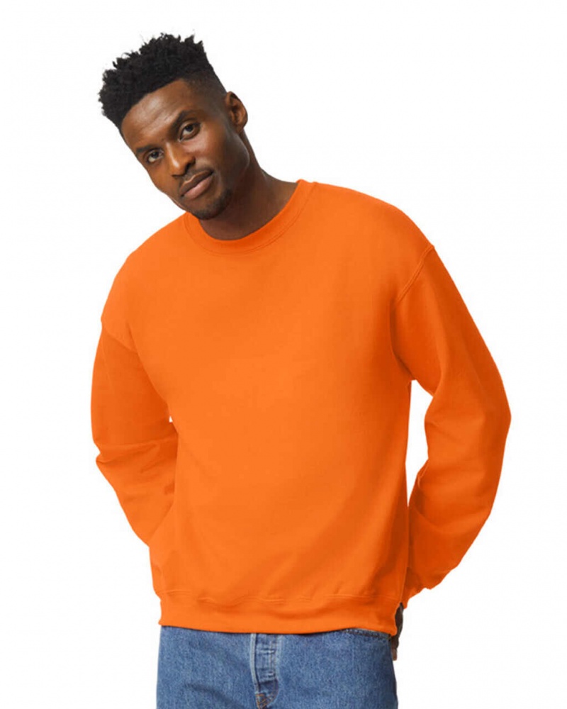 S Orange Gildan 18000 Crewneck Sweatshirt Men\'s Sweatshirt | EPNT85216