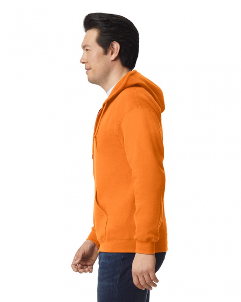 S Orange Gildan 18600 Full Zip Hoodie Men's Sweatshirt | VYLB72904