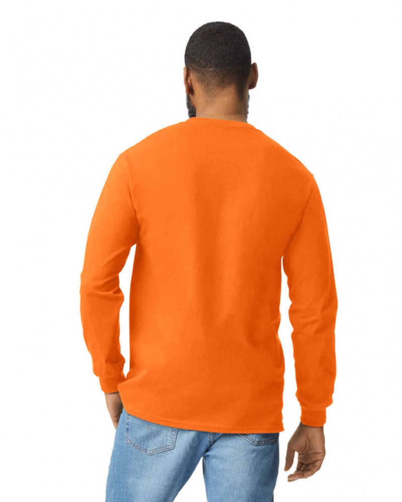 S Orange Gildan 2410 Long Sleeve with Pocket Men's T-Shirts | XDYM89435