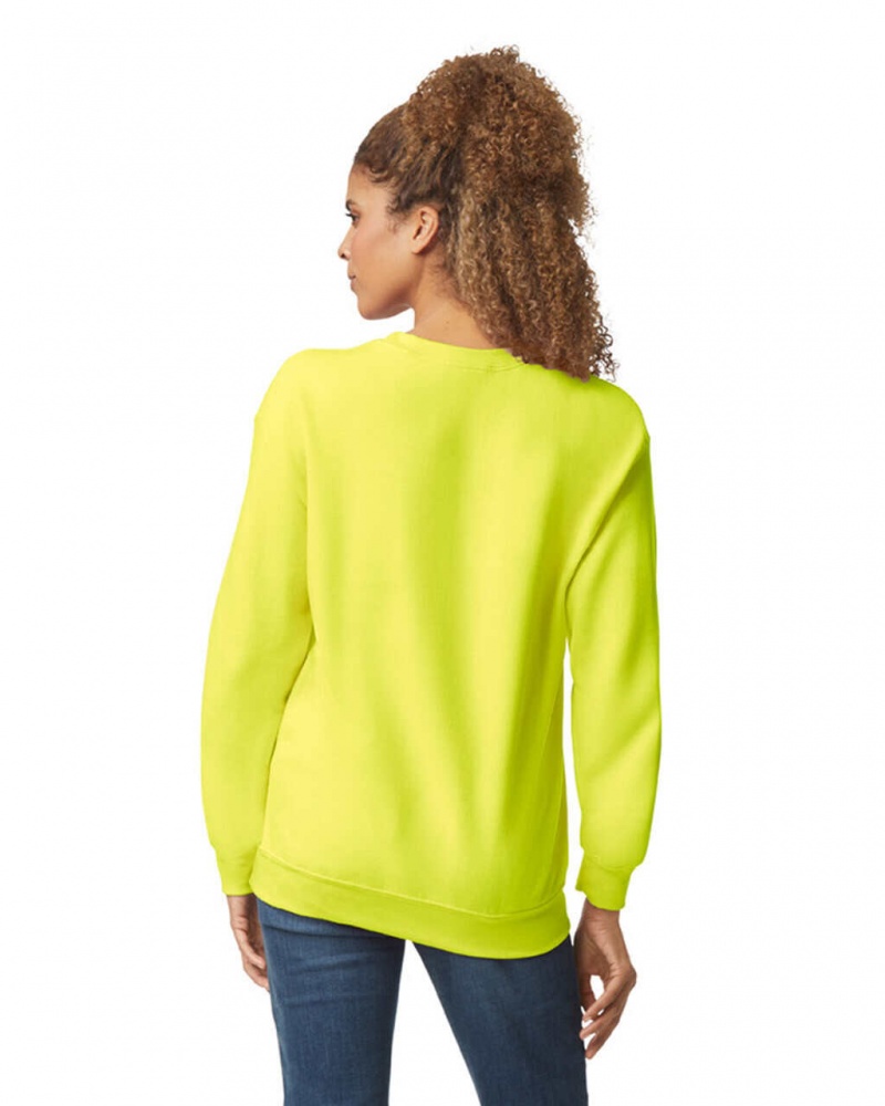 Safety Green Gildan 18000 Crewneck Women's Sweatshirt | XSJG15920