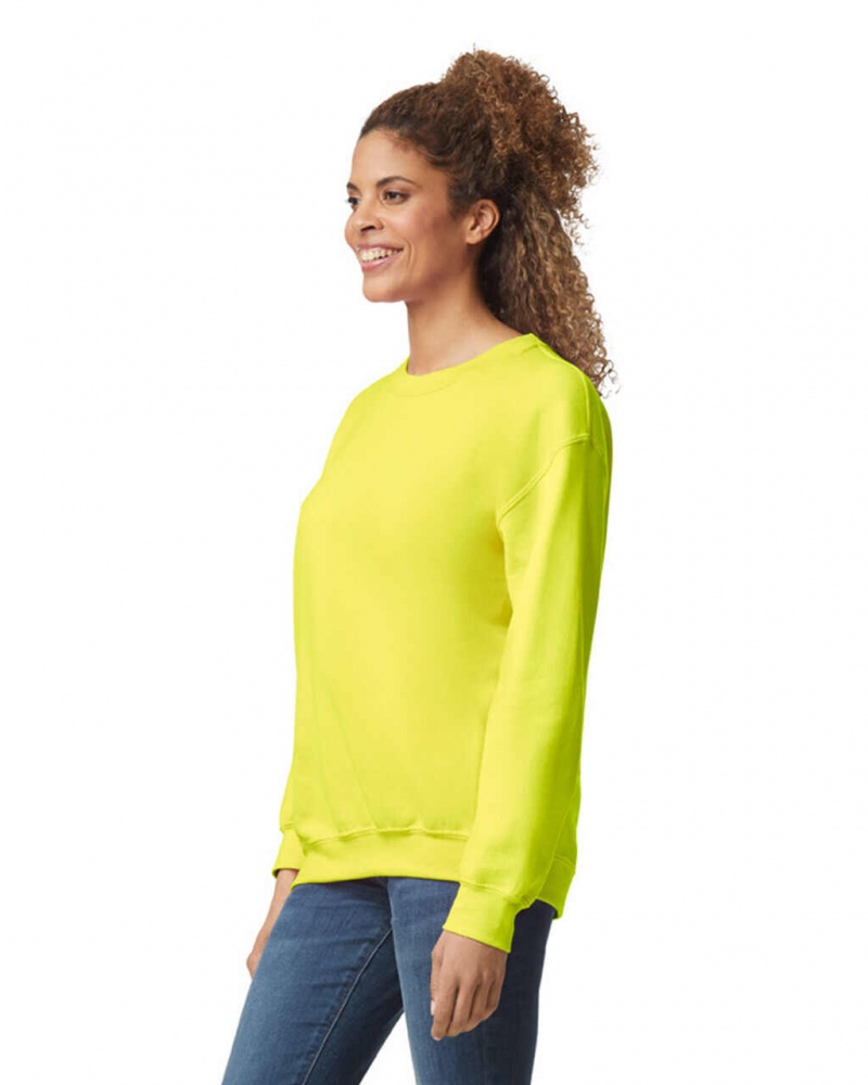 Safety Green Gildan 18000 Crewneck Women's Sweatshirt | XSJG15920