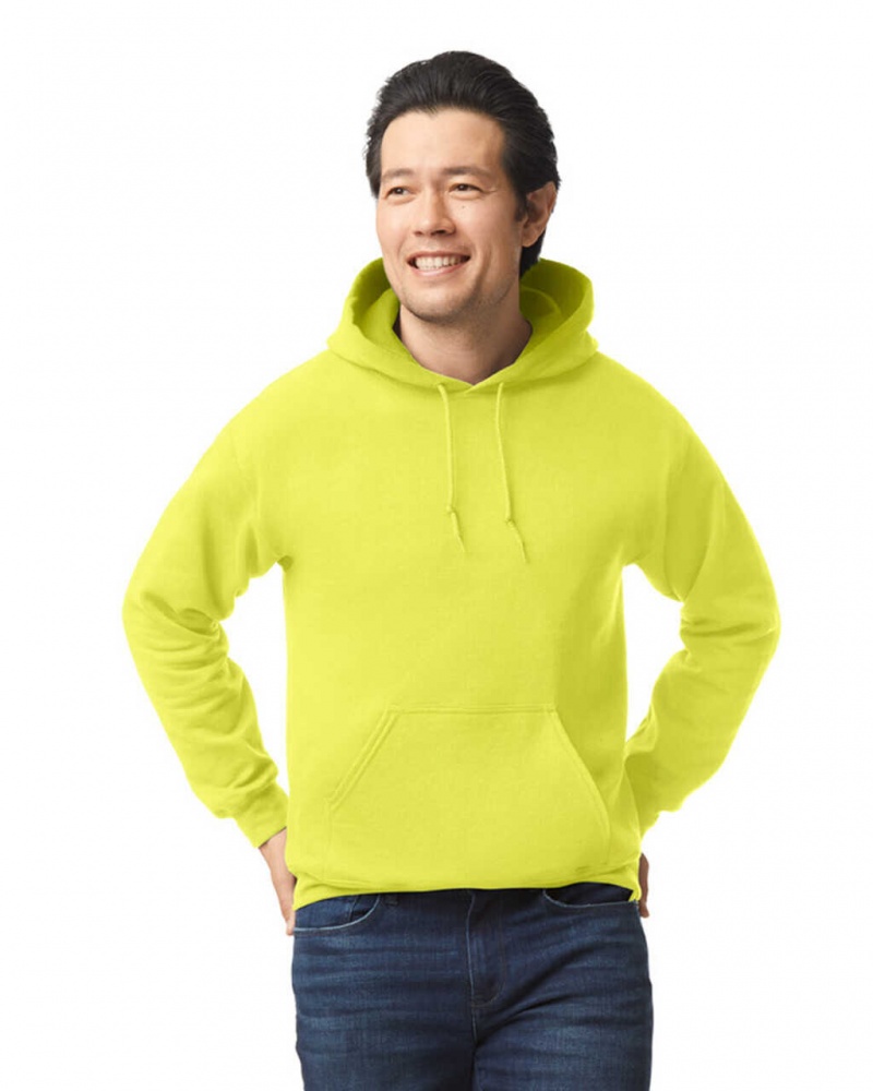 Safety Green Gildan 18500 Hoodie Men\'s Sweatshirt | IGKS73294