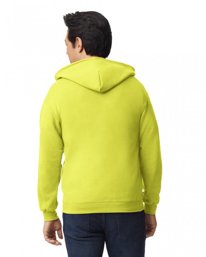 Safety Green Gildan 18600 Full Zip Hoodie Men's Sweatshirt | GMWF94136