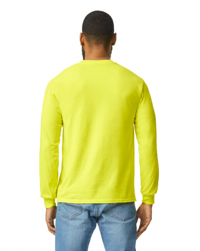 Safety Green Gildan 2410 Long Sleeve with Pocket Men's T-Shirts | CNOX63408