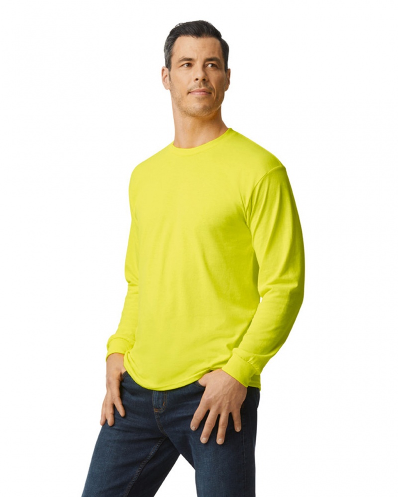 Safety Green Gildan 5400 Long Sleeve Men's T-Shirts | HUDV98437