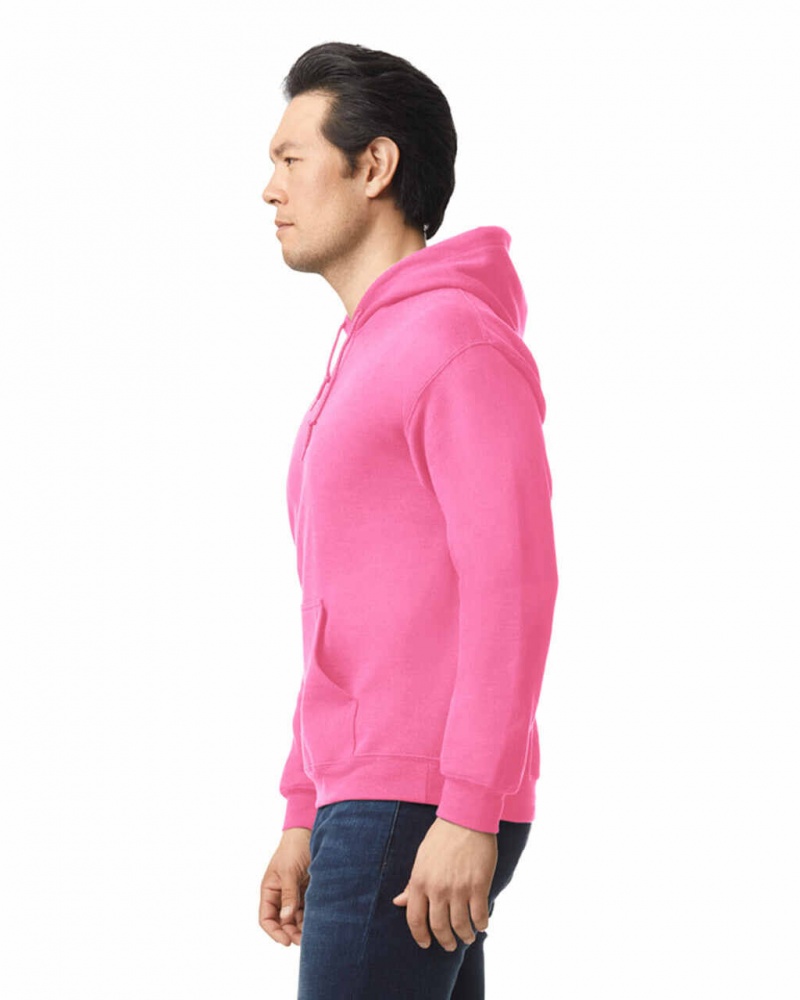 Safety Pink Gildan 18500 Hoodie Men's Sweatshirt | RXJL80691