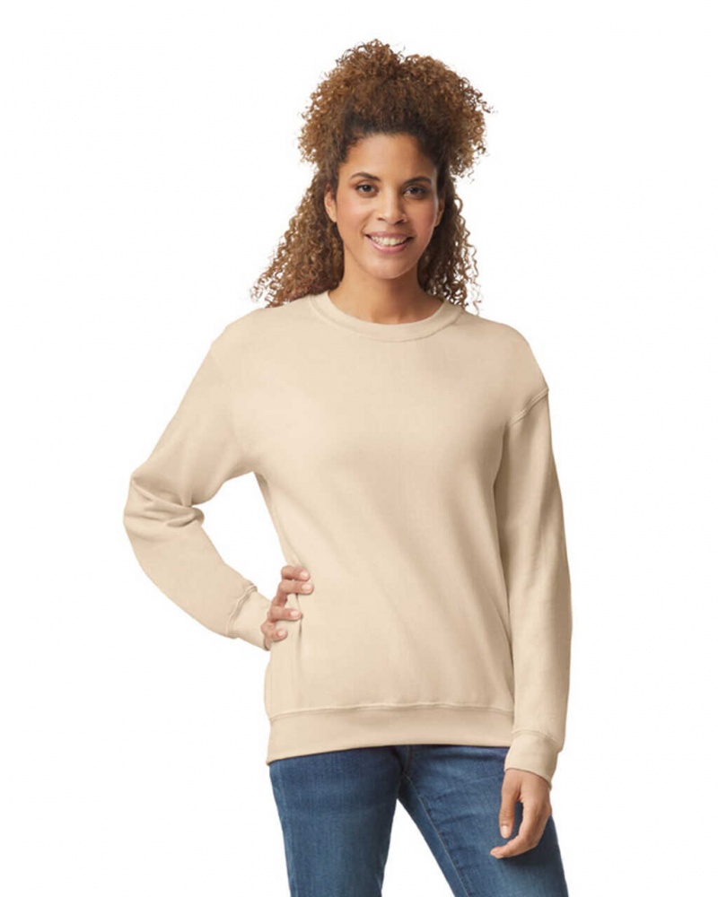 Sand Gildan 18000 Crewneck Women\'s Sweatshirt | IBSY56329