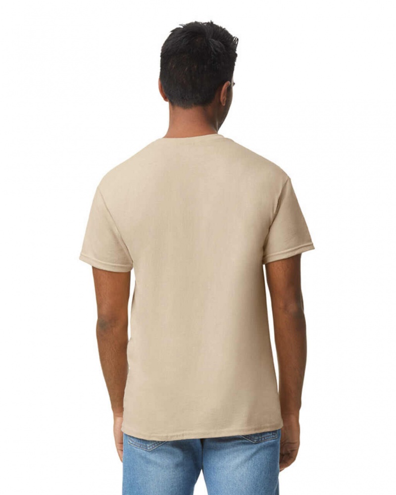 Sand Gildan 5000 Men's T-Shirts | KJEQ18604