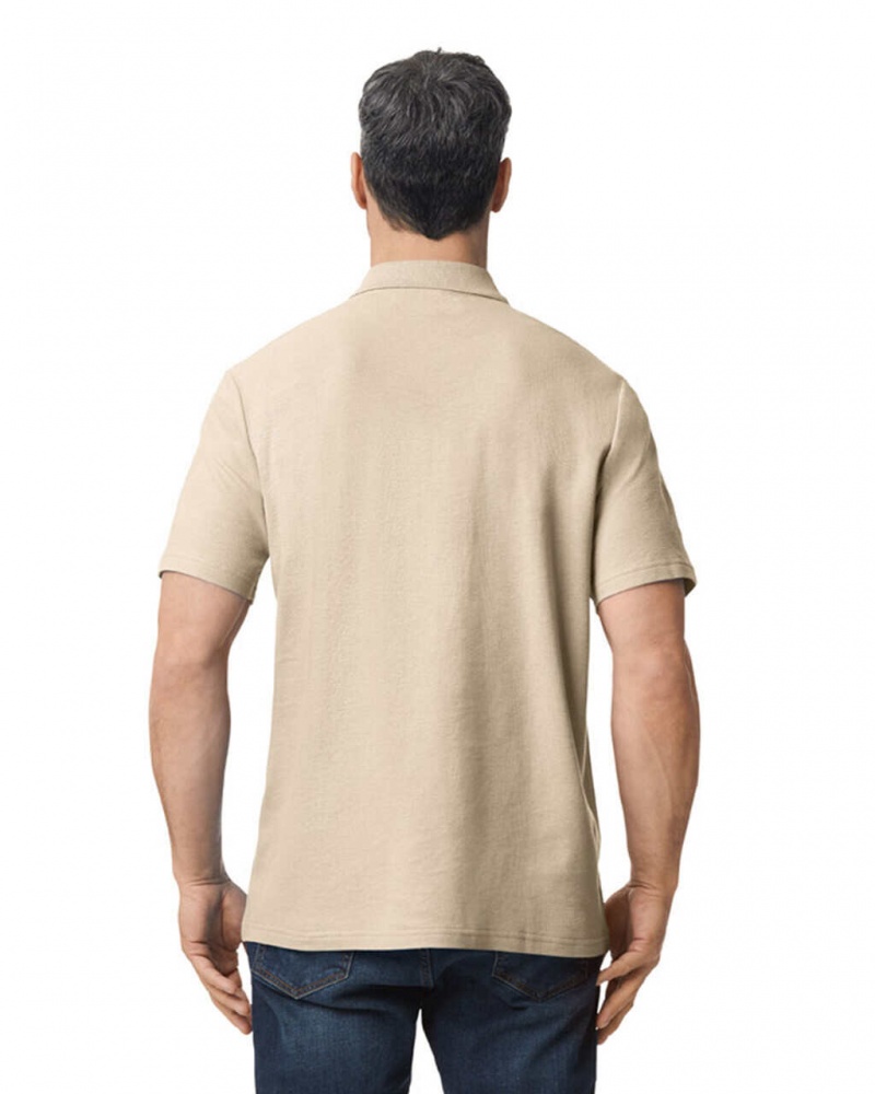 Sand Gildan 64800 Pique Polo Men's Polo | NLGF94735