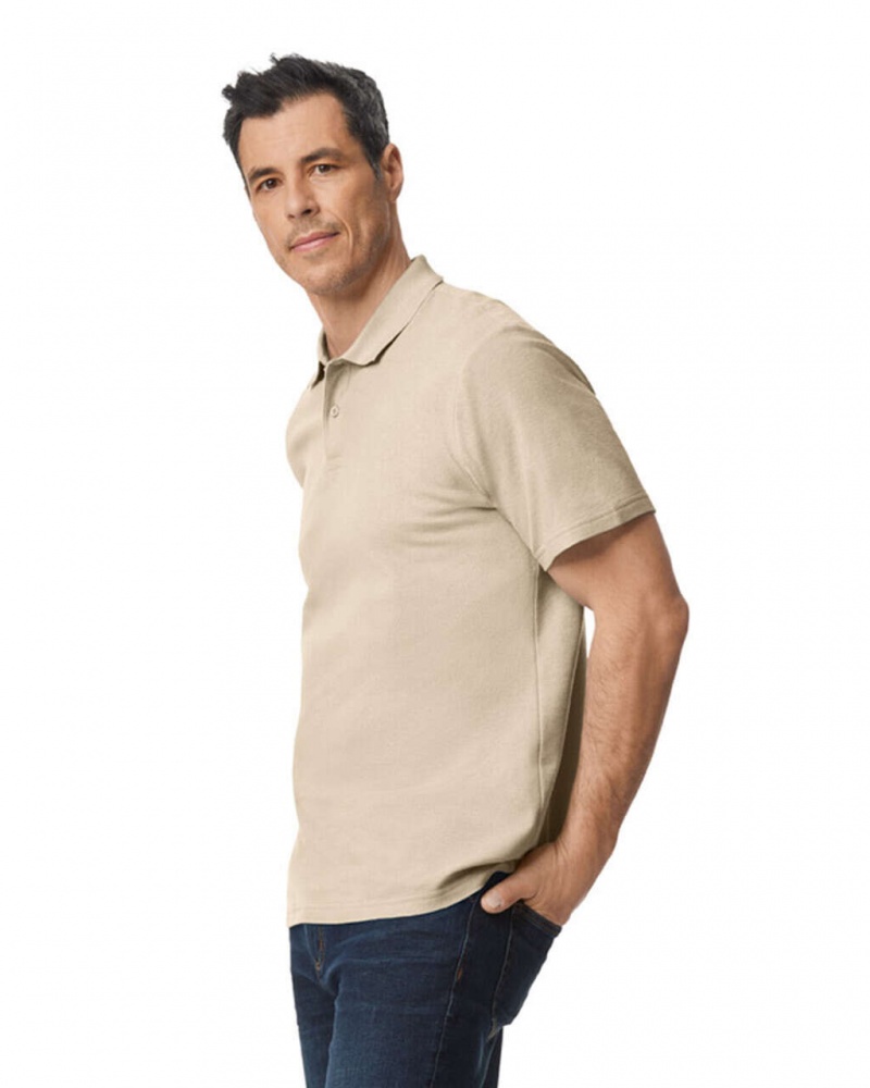 Sand Gildan 64800 Pique Polo Men's Polo | NLGF94735