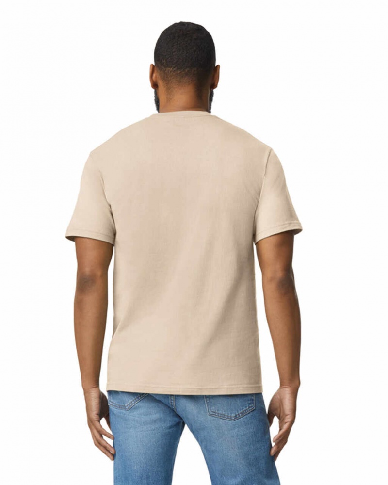 Sand Gildan 65000 Midweight Men's T-Shirts | ECRG48952