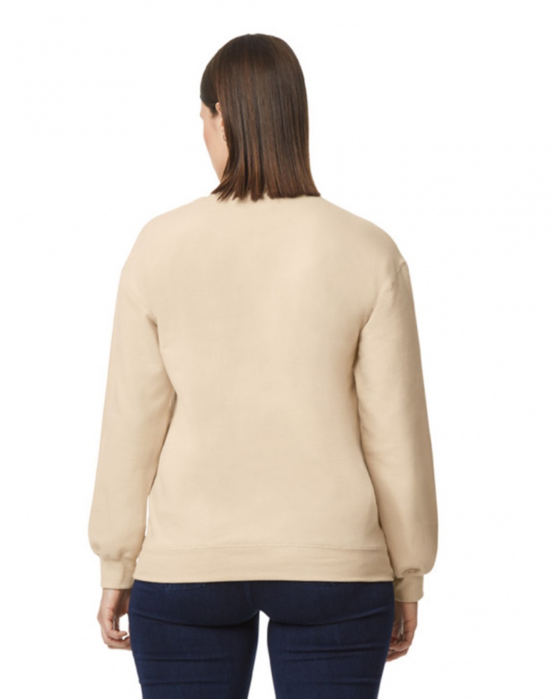 Sand Gildan SF000 Midweight Fleece Crewneck Women's Sweatshirt | AHDG68150