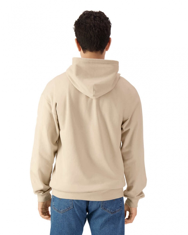 Sand Gildan SF600 Midweight Fleece Full Zip Hoodie Men's Sweatshirt | QONG16729