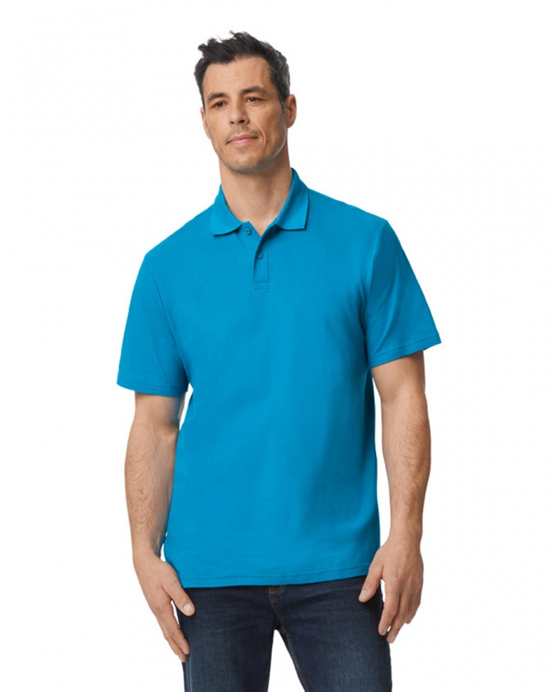 Sapphire Gildan 64800 Pique Polo Men\'s Polo | NCTO81207