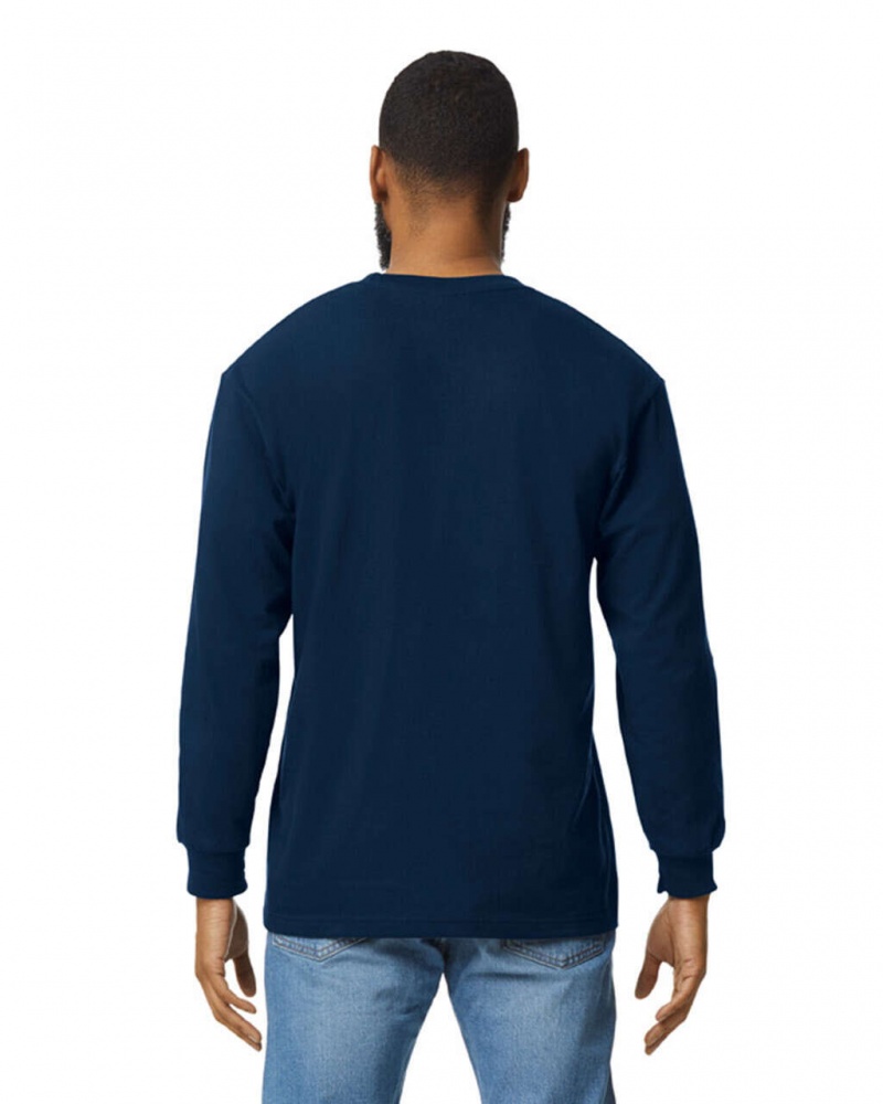 Sport Dark Navy Gildan H400 Long Sleeve Men's T-Shirts | UEWQ45183