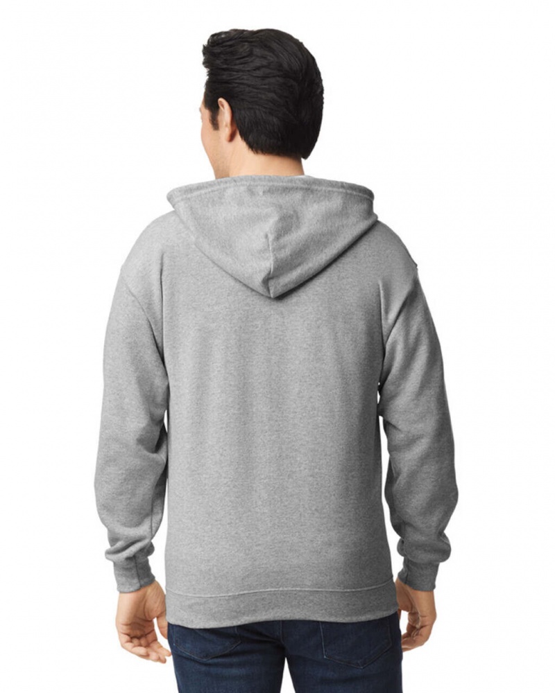 Sport Grey Gildan 18600 Full Zip Hoodie Men's Sweatshirt | MVGQ38512