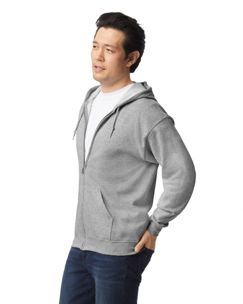 Sport Grey Gildan 18600 Full Zip Hoodie Men's Hoodie | NMIL48236