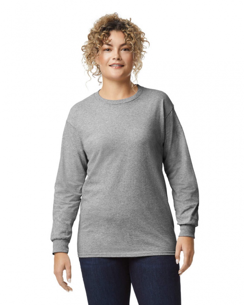 Sport Grey Gildan 2400 Long Sleeve Women\'s T-Shirts | TUXM90265