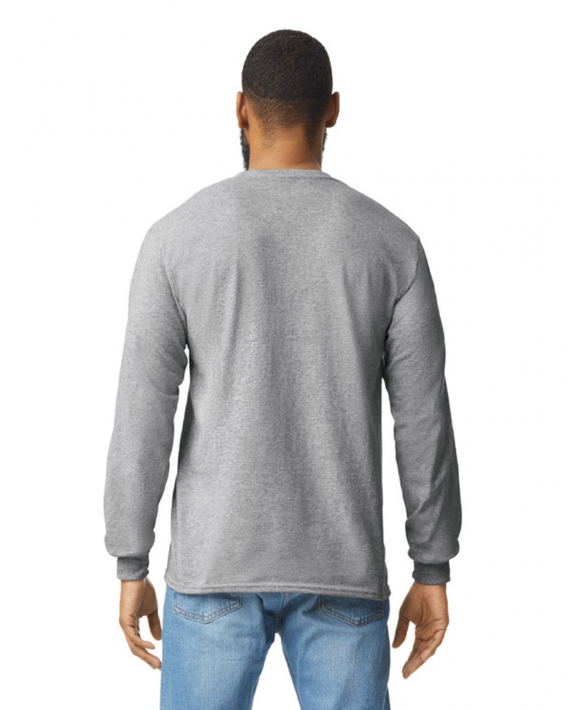 Sport Grey Gildan 2410 Long Sleeve with Pocket Men's T-Shirts | CQRI30176