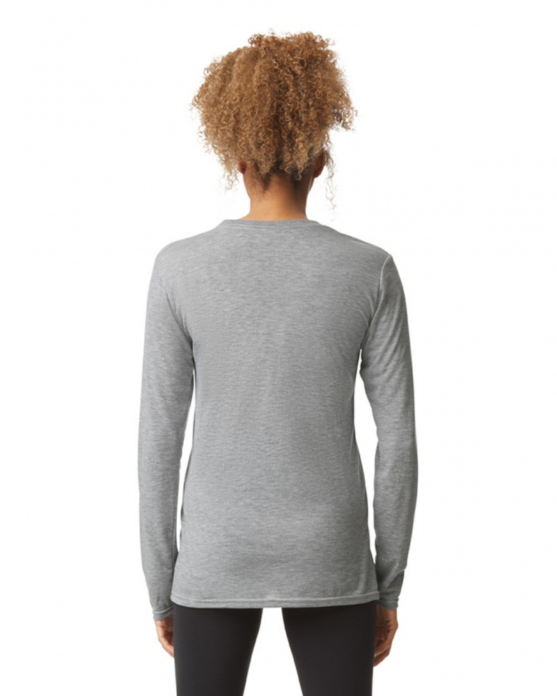 Sport Grey Gildan 42400 Long Sleeve Women's T-Shirts | MPHY53821