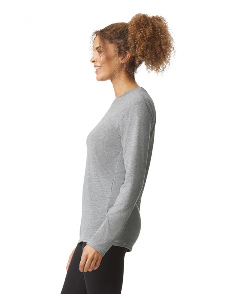 Sport Grey Gildan 42400 Long Sleeve Women's T-Shirts | MPHY53821