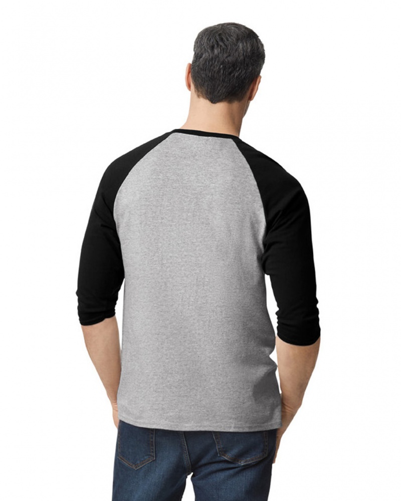 Sport Grey / Black Gildan 5700 3/4 Raglan Men's T-Shirts | VHCP47693