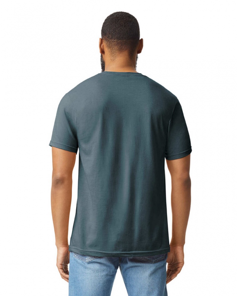 Steel Blue Gildan 67000 CVC Men's T-Shirts | UFSZ23651