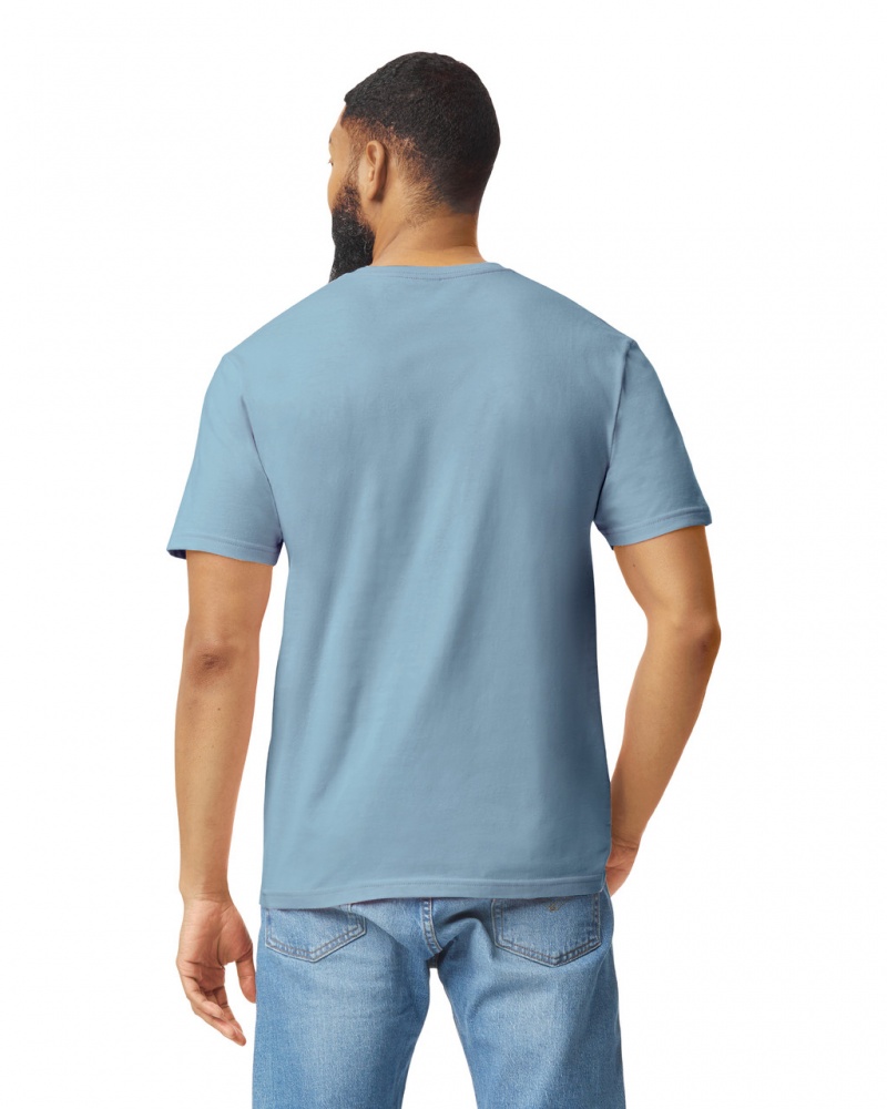 Stone Blue Gildan 64000 Men's T-Shirts | TMUY64302