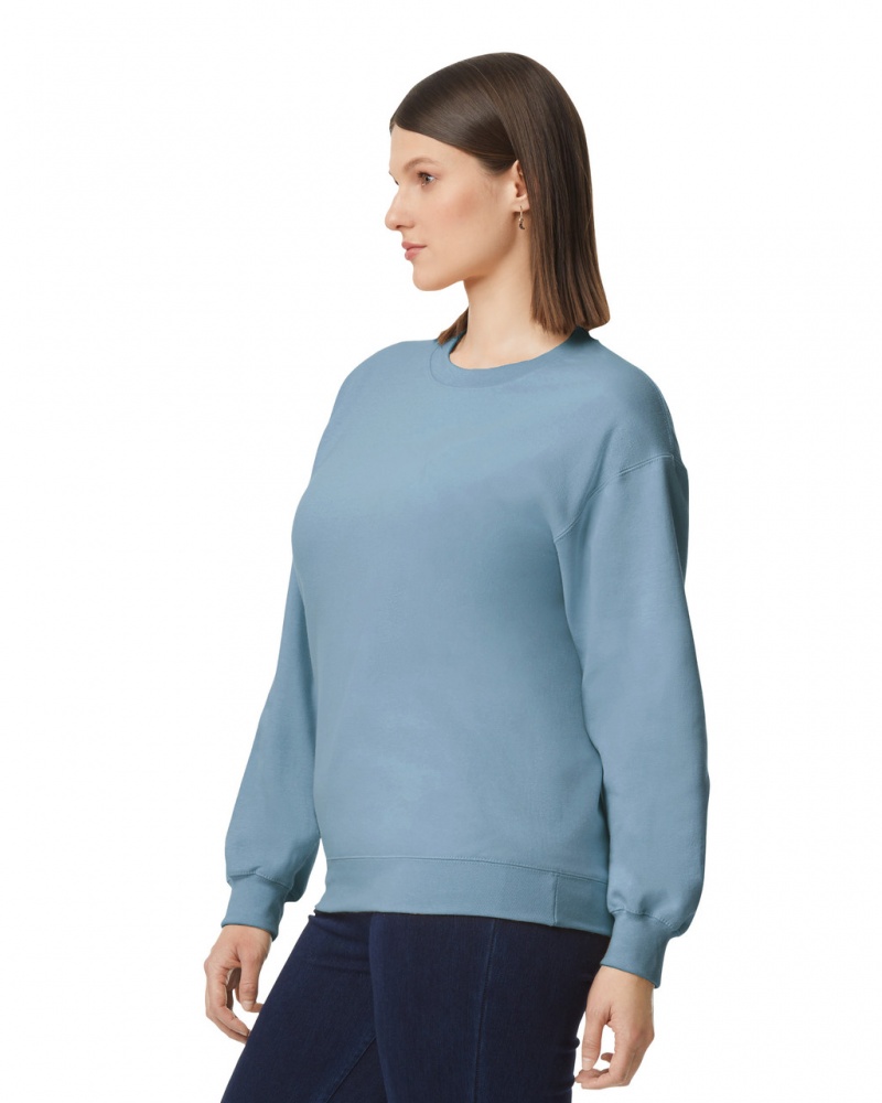 Stone Blue Gildan SF000 Midweight Fleece Crewneck Women's Sweatshirt | QJPW85612