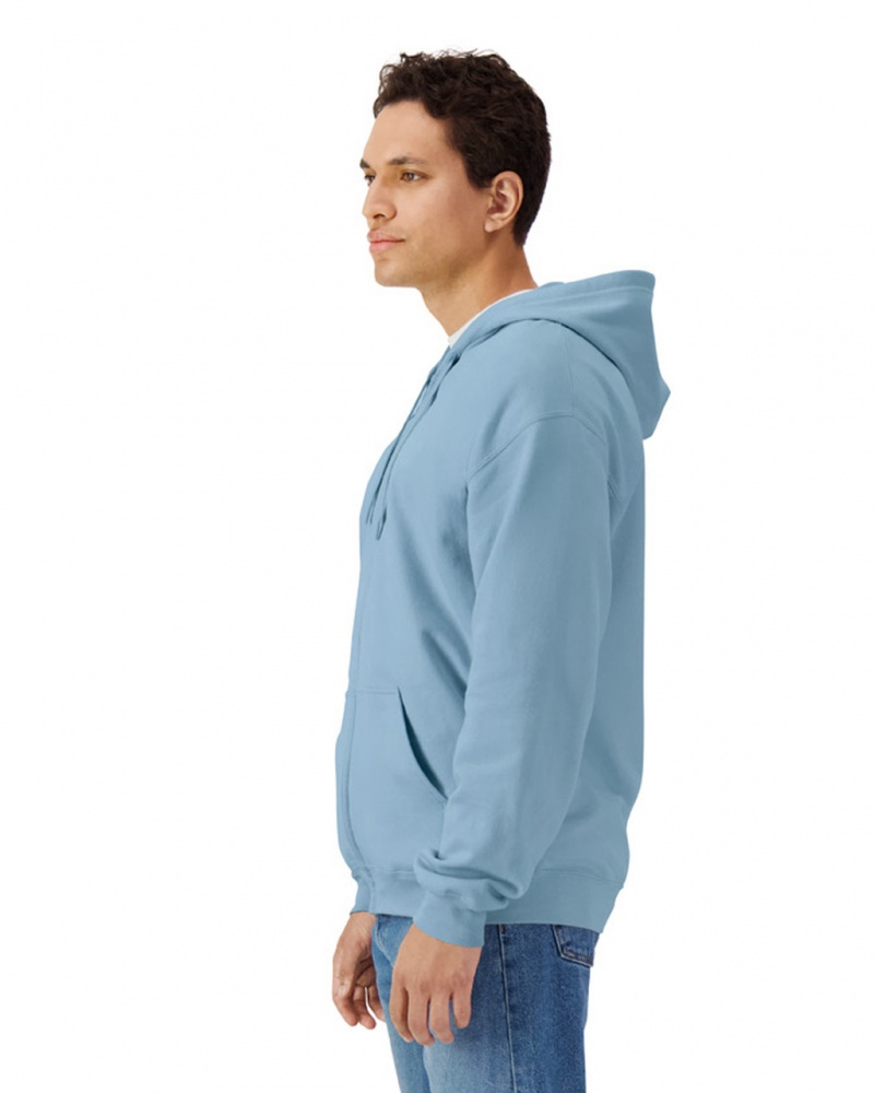 Stone Blue Gildan SF600 Midweight Fleece Full Zip Hoodie Men's Sweatshirt | SNAJ40391