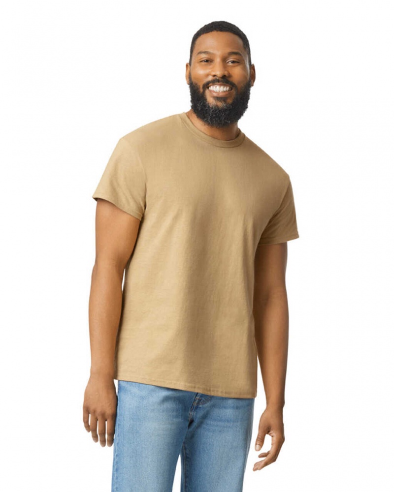 Tan Gildan 2000 Men\'s T-Shirts | PNZW62350